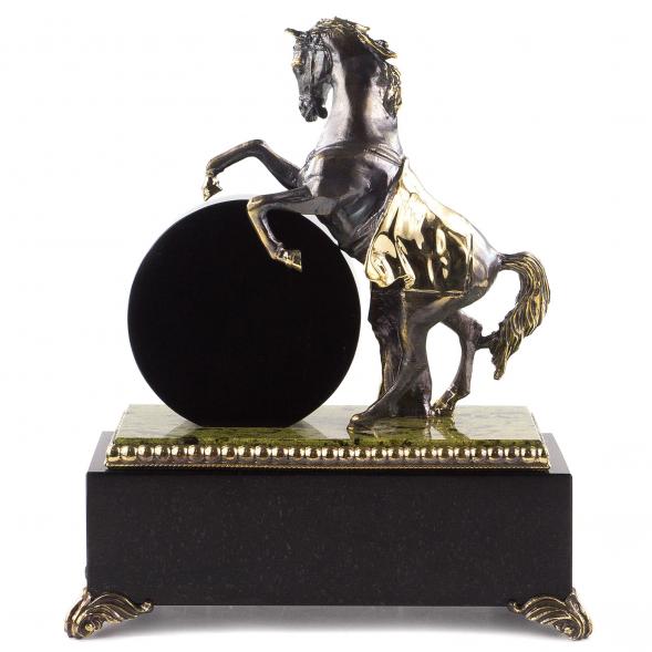 Часы со шкатулкой &amp;quot;Конь на дыбах&amp;quot; из бронзы и змеевика 120838