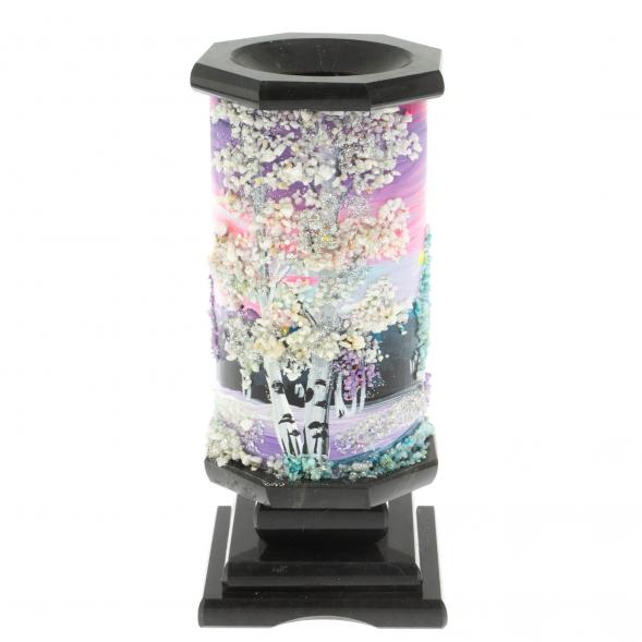 Ваза &amp;quot;Зима&amp;quot; из черного змеевика 8х8х17,5 см 129573