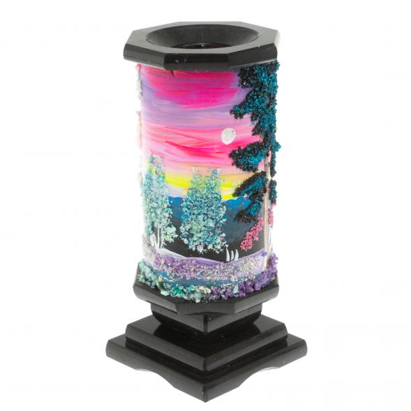 Ваза &amp;quot;Зима&amp;quot; из черного змеевика 8х8х17,5 см 129573