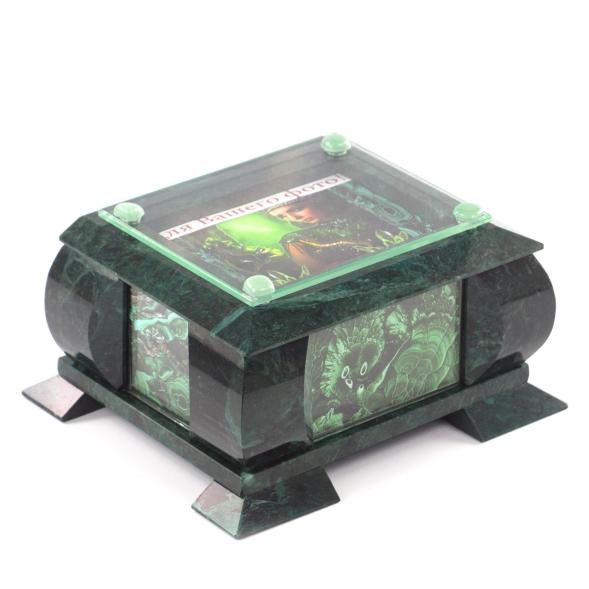 Шкатулка для украшений с фоторамкой камень змеевик 20,5х17,5х11 см 121615