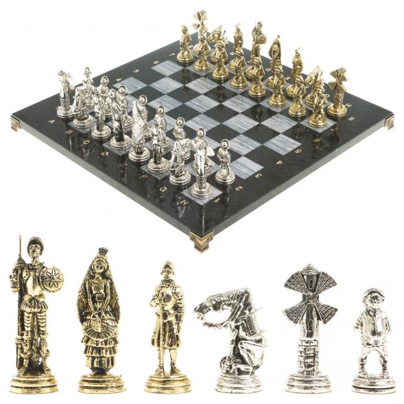 Шахматы &amp;quot;Дон Кихот&amp;quot; доска 40х40 см серый мрамор змеевик 122647