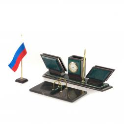 Настольный набор "Триколор" камень змеевик