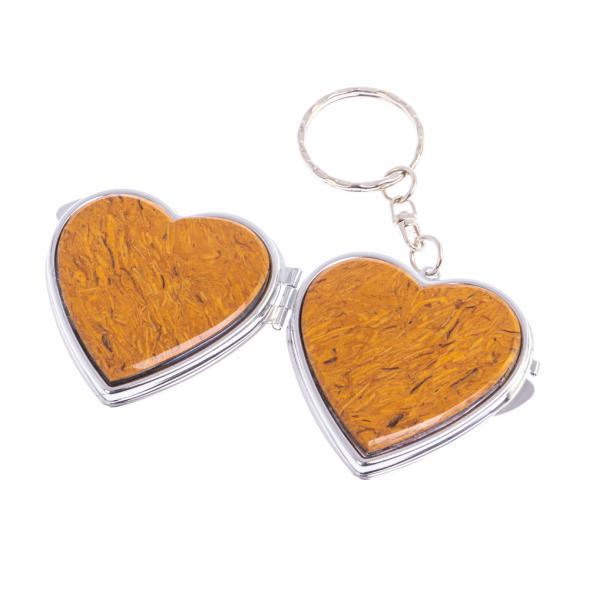 Складное зеркало брелок из змеиной яшмы Сердце 126677