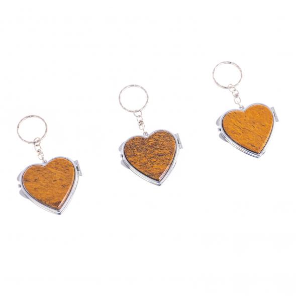 Складное зеркало брелок из змеиной яшмы Сердце 126677