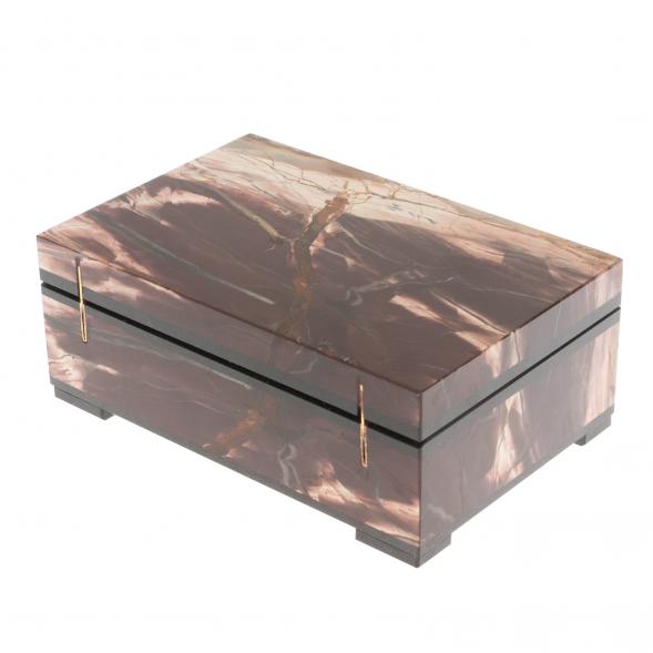 Шкатулка из камня окаменелое дерево 12х8х4,5 см 129701