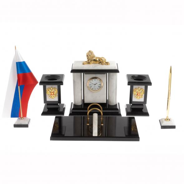 Настольный набор &amp;quot;Лев&amp;quot; из мрамора 129958