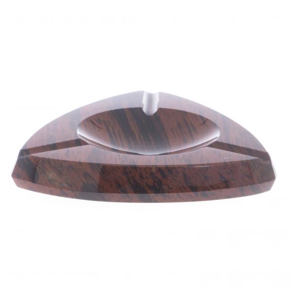 Пепельница треугольная из коричневого обсидиана 14х14х2,2 см 122109