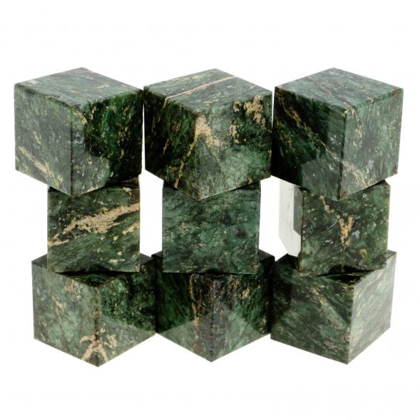 Камни для виски набор 9 кубиков темно-зеленый змеевик 123472
