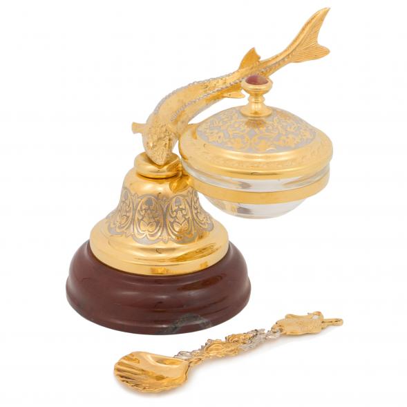 Икорница &amp;quot;Колокольчик&amp;quot; из яшмы с ложкой Златоуст 117295