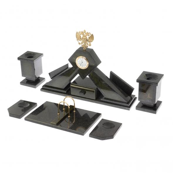 Письменный набор &amp;quot;Герб России&amp;quot; из нефрита с настольным ковриком 128324