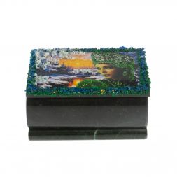 Шкатулка "Хозяйка медной горы. Зима" змеевик 10х6,5х6 см