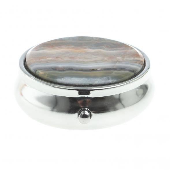 Таблетница на 3 отсека камень шайтанский переливт цвет серебро 123194