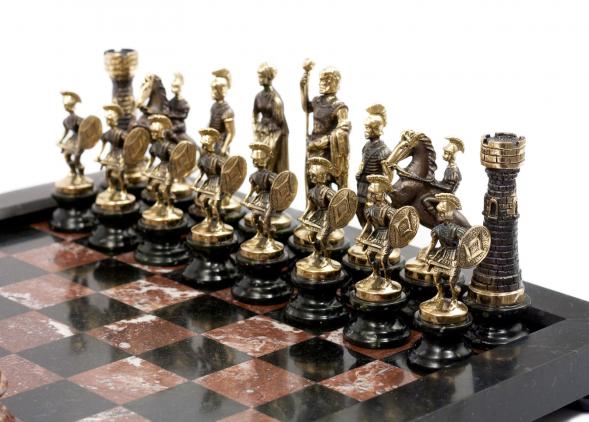 Шахматы &amp;quot;Римские&amp;quot; на подставках змеевик креноид 38х38 см 113335