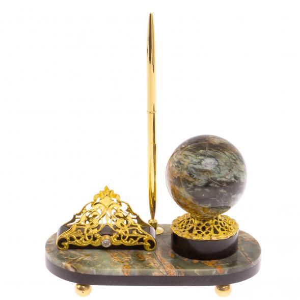 Визитница с часами из офиокальцита 125302