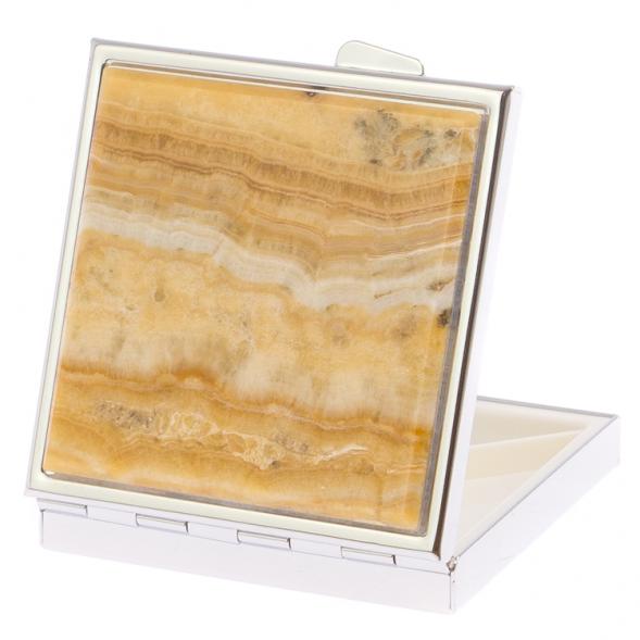 Таблетница на 4 отделения камень оникс цвет серебро 125933