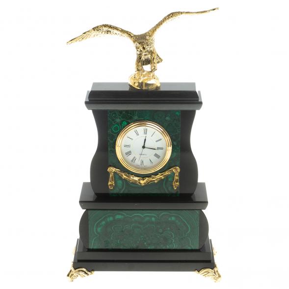 Декоративные часы из малахита &amp;quot;Орел на камне&amp;quot; бронза 116624