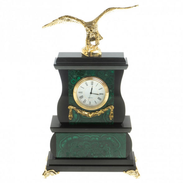 Декоративные часы из малахита &amp;quot;Орел на камне&amp;quot; бронза 116624