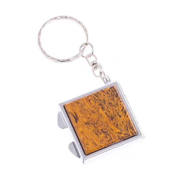 Складное зеркало брелок из змеиной яшмы квадратное 126679