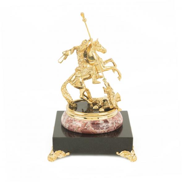 Статуэтка &amp;quot;Георгий Победоносец&amp;quot; фигурка из бронзы на подставке из камня креноид 118673