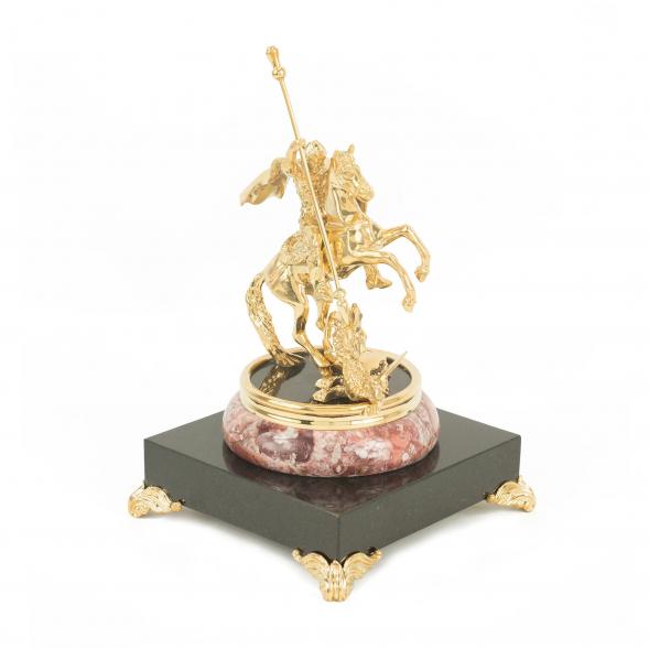 Статуэтка &amp;quot;Георгий Победоносец&amp;quot; фигурка из бронзы на подставке из камня креноид 118673