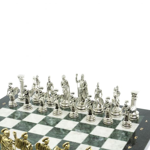 Шахматы &amp;quot;Древний Рим&amp;quot; доска 44х44 см из мрамора и змеевика 128243