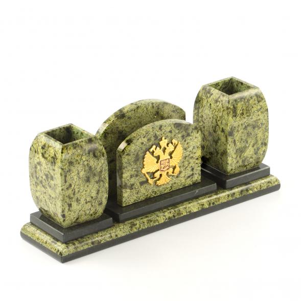 Письменный набор с гербом Российской Федерации камень змеевик 113420