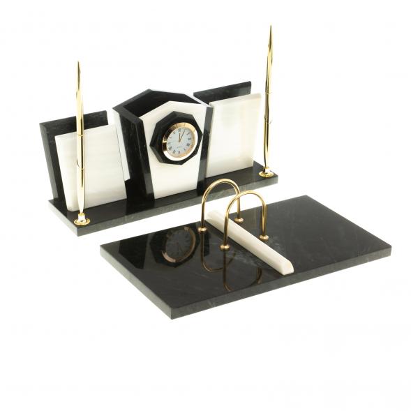 Настольный набор из мрамора &amp;quot;Галант&amp;quot; с часами 124261