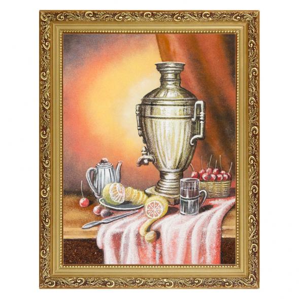 Натюрморт с самоваром багет 36х46 см, каменная крошка 111150