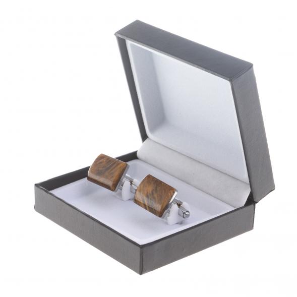 Запонки камень тигровый глаз прямоугольные 124417