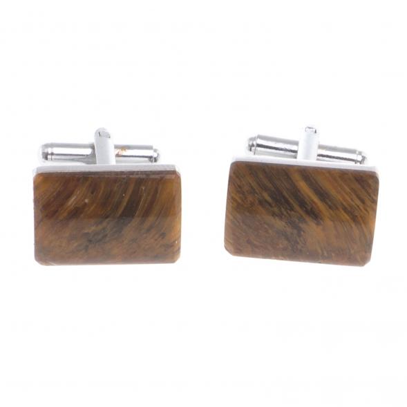 Запонки камень тигровый глаз прямоугольные 124417