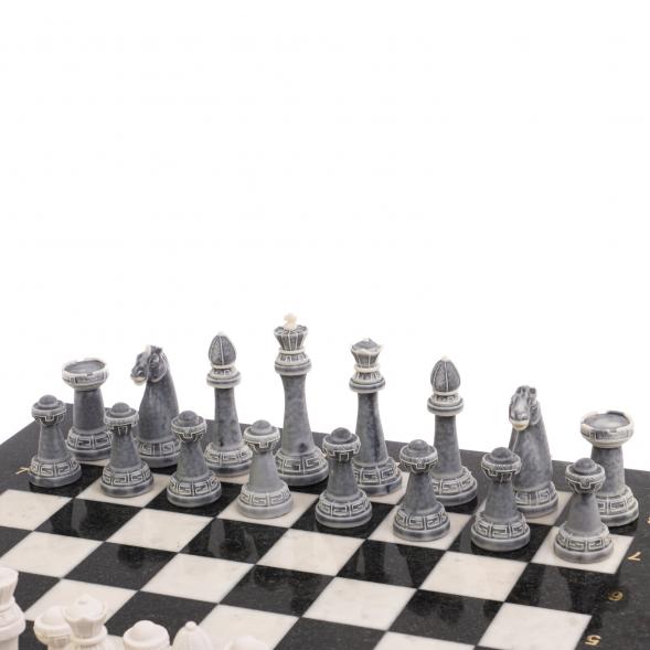 Шахматы &amp;quot;Стаунтон&amp;quot; из мрамолита 44х44 см белый мрамор / змеевик 126448