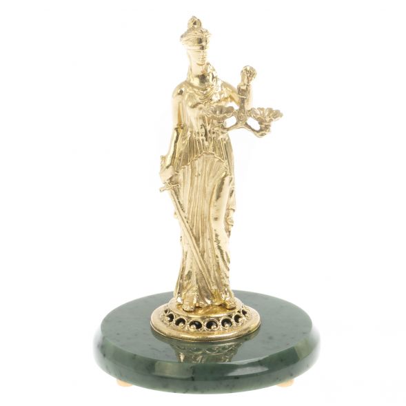 Бронзовая статуэтка &amp;quot;Фемида&amp;quot; на подставке из нефрита 10х10х15 см 127931