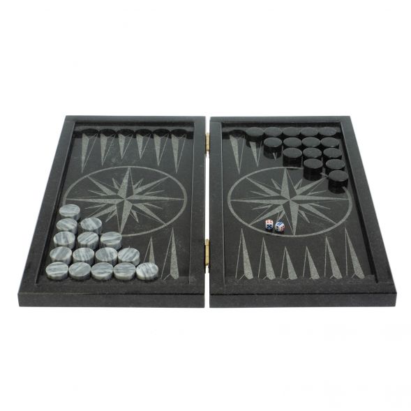 Нарды с гравировкой &amp;quot;Холмы / Роза ветров&amp;quot; камень гранит 128326