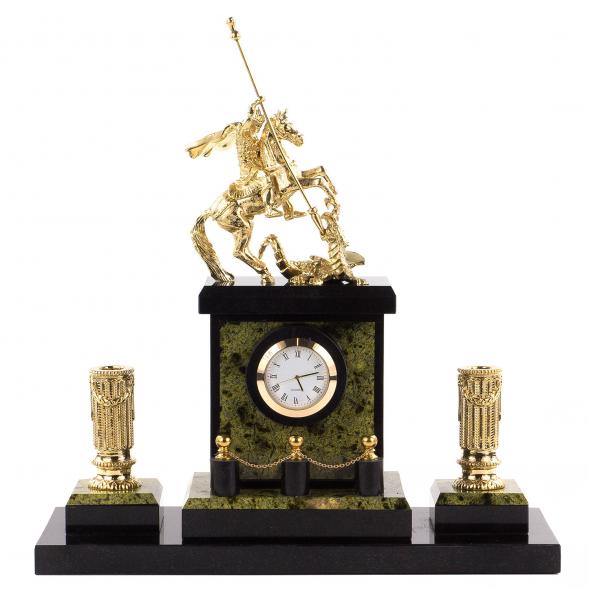 Настольный набор &amp;quot;Святой Георгий Победоносец&amp;quot; камень змеевик бронза 120843