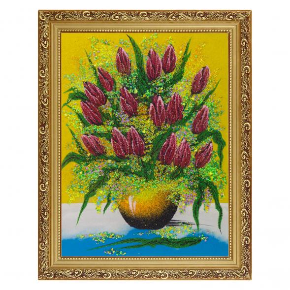 Картина из камня &amp;quot;Тюльпаны&amp;quot; багет 36х46 см 120950
