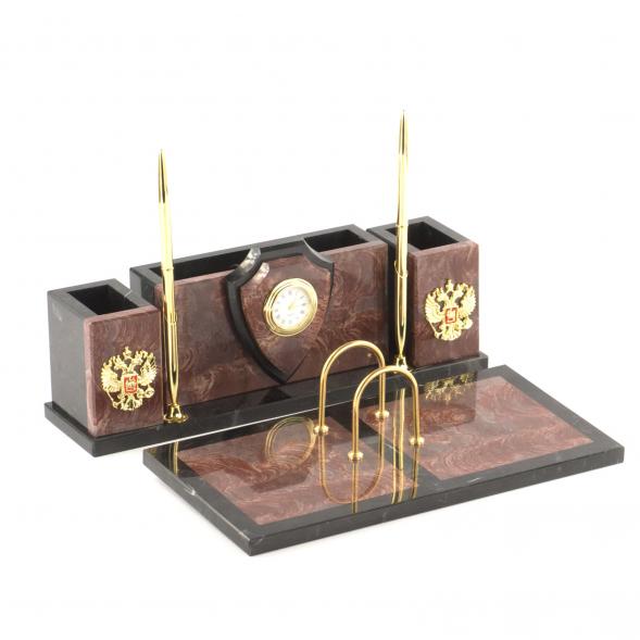 Письменный набор &amp;quot;Щит&amp;quot; из камня лемезит 121241