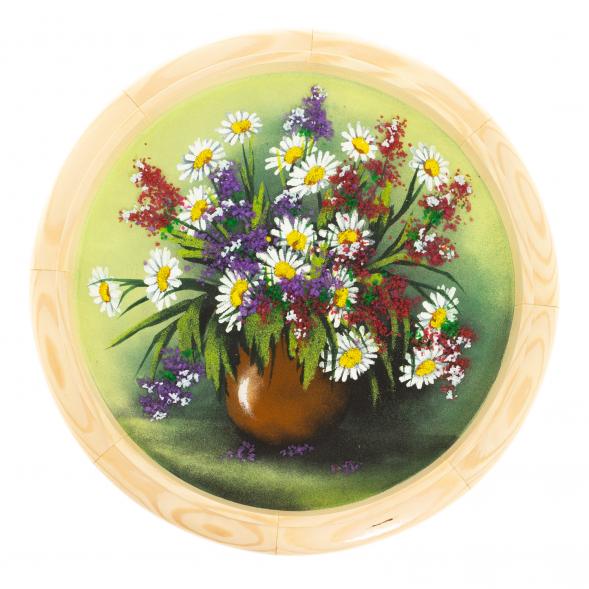Тарелка декоративная &amp;quot;Букет ромашек&amp;quot; 40 см зелёный фон 122383