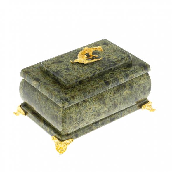 Шкатулка с зеркалом на ножках камень змеевик 10х7х6 см 112006