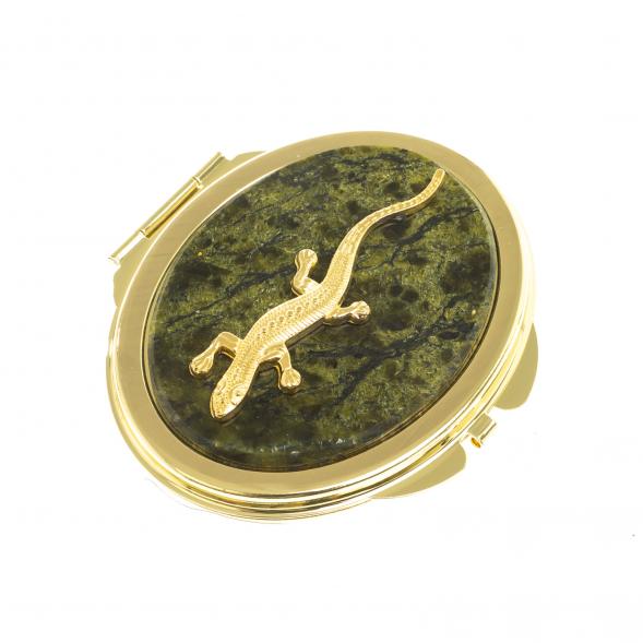 Зеркальце овальное из змеевика с прямой ящерицей цвет золото 124193