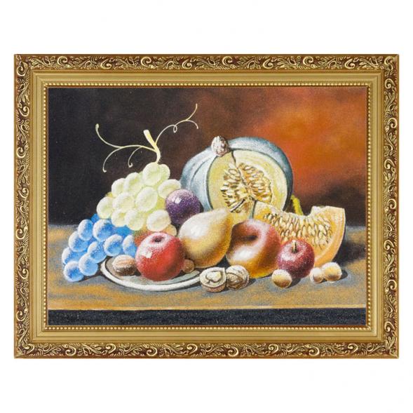 Натюрморт &amp;quot;Фрукты с тыквой&amp;quot; багет 36х46 см, каменная крошка 111151