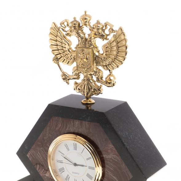 Письменный набор из лемезита &amp;quot;Герб РФ&amp;quot; с лотком для бумаг и ковриком для бумаг / Канцелярский набор / Набор письменных принадлежностей / На стол руководителю / Подарок начальнику