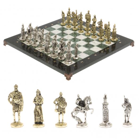 Подарочные шахматы &amp;quot;Русь&amp;quot; доска 40х40 см мрамор шабровский змеевик 126830