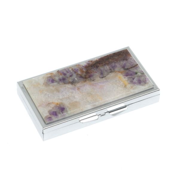 Таблетница на 7 отделений камень флюорит цвет серебро 127779