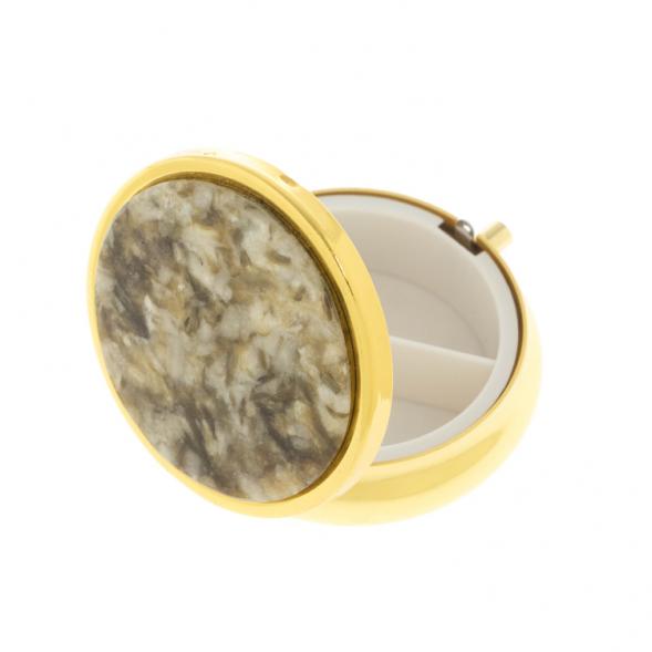 Таблетница на 3 отсека камень жельбертит цвет золото 127856