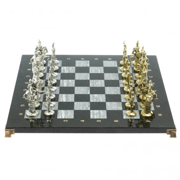 Шахматы подарочные &amp;quot;Русь&amp;quot; доска 40х40 см из серого мрамора 128245