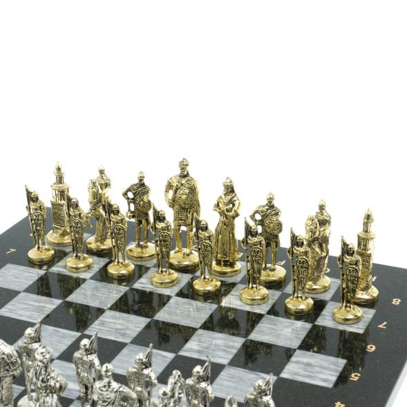 Шахматы подарочные &amp;quot;Русь&amp;quot; доска 40х40 см из серого мрамора 128245