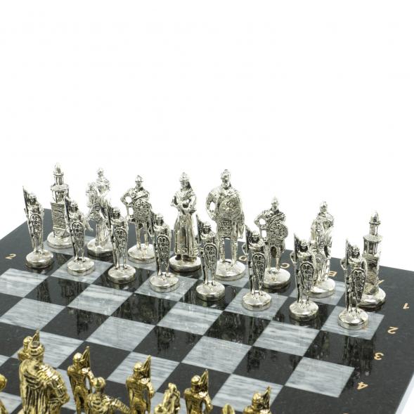 Шахматы подарочные &amp;quot;Русь&amp;quot; доска 40х40 см из серого мрамора 128245