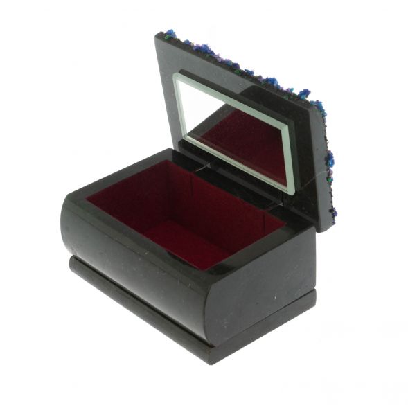 Шкатулка с иллюстрацией под чароит &amp;quot;Ящерица и самоцветы&amp;quot; змеевик 10х6,5х6 см 128777