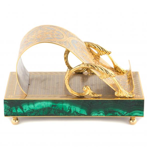 Подставка для телефона &amp;quot;Герб России&amp;quot; камень малахит Златоуст 120300