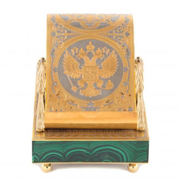 Подставка для телефона &amp;quot;Герб России&amp;quot; камень малахит Златоуст 120300